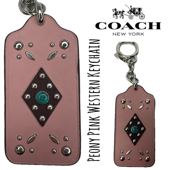 Coach Peony Pink Western Oversized Fob Keychain - Picture 1 of 3